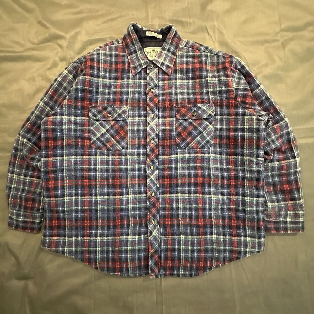 Vintage 90s Northwest Territory Jacket Mens 2XL Quilted Plaid Flannel Hiking